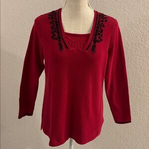 Mercer Street Studio Vibrant Red Knit Top Petite Medium